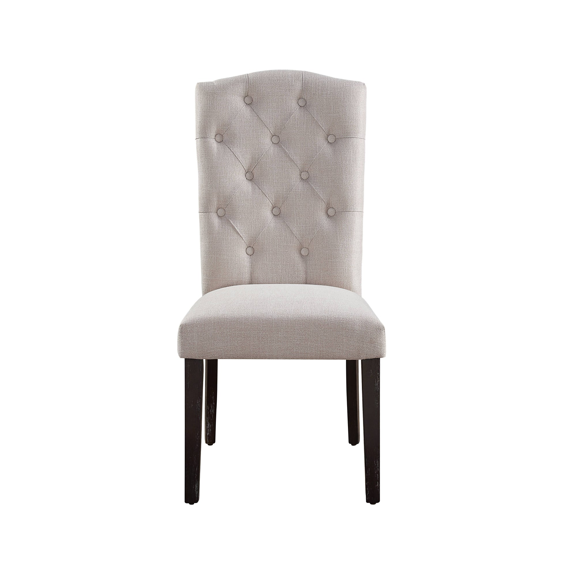 Gerardo Beige Linen & Weathered Espresso Dining Chair Set Of 2 Beige Linen