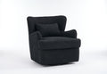 Modern Luxury Velvet Swivel Chair, 360 Swivel Comfort Round Armchair, Single Sofa Chair With Lounge Seat For Bedroom Office Reading Space, Set Of 1 ,Black Black Wood
