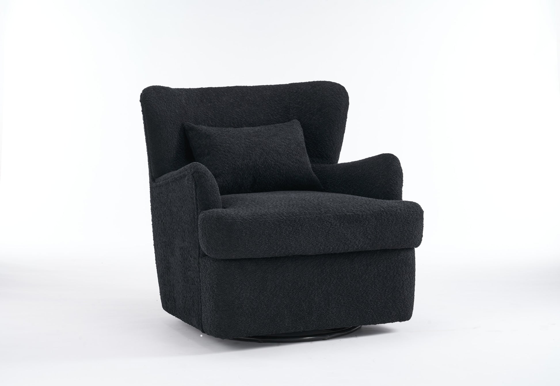 Modern Luxury Velvet Swivel Chair, 360 Swivel Comfort Round Armchair, Single Sofa Chair With Lounge Seat For Bedroom Office Reading Space, Set Of 1 ,Black Black Wood