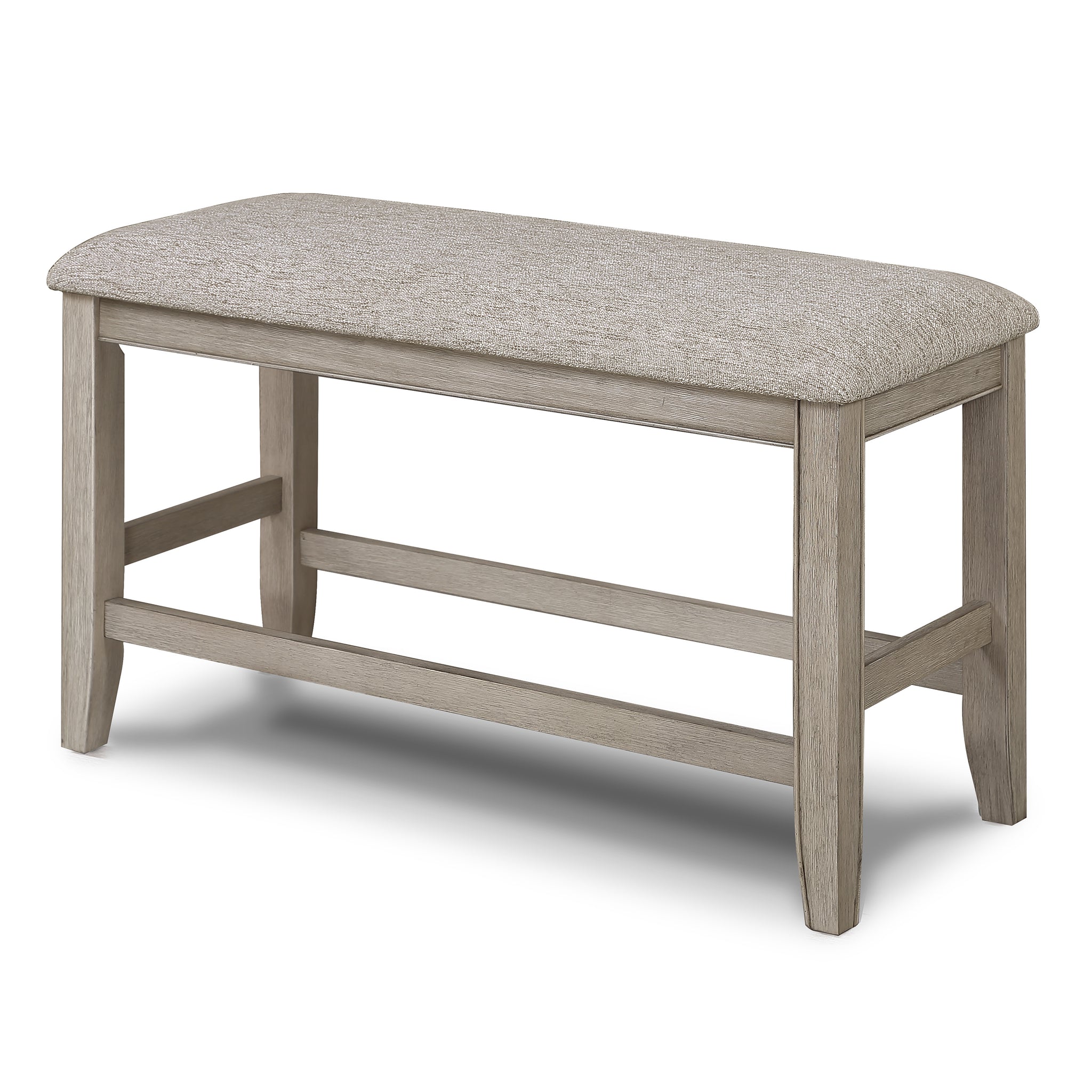 Farmhouse Style 1Pc Tan Beige Gray Color Counter Height Bench Footrest Upholstered Seat Wooden Furniture Brown Beige Gray,Tan Brown Linen Or Linen Blend Dining Room Rectangular Grey