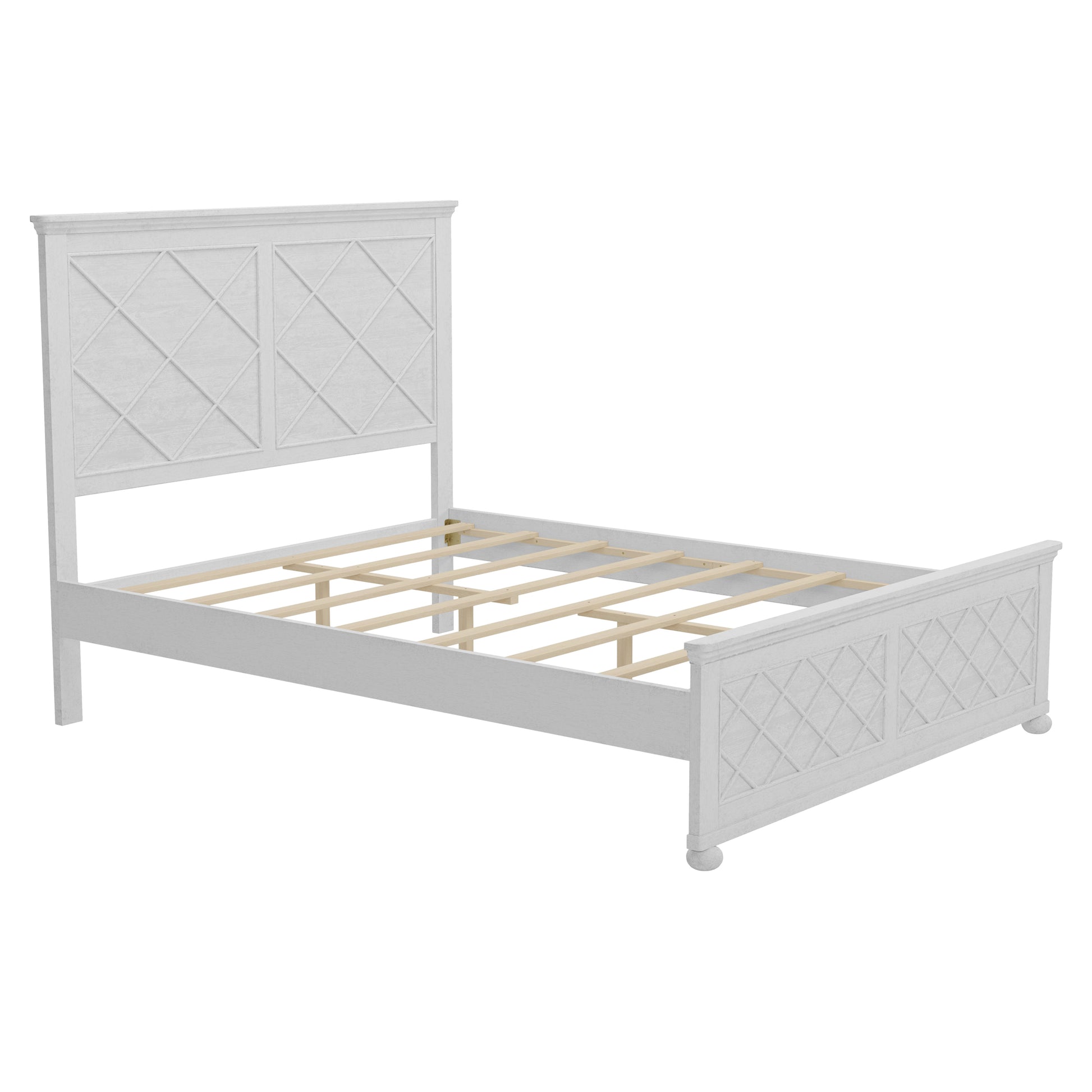 Coastal Farmhouse Solid Wood Queen Size Bed Frame,Antique White Box Spring Not Required Queen Antique White Wood Bedroom Farmhouse,Traditional,Vintage Bed Frame Wood