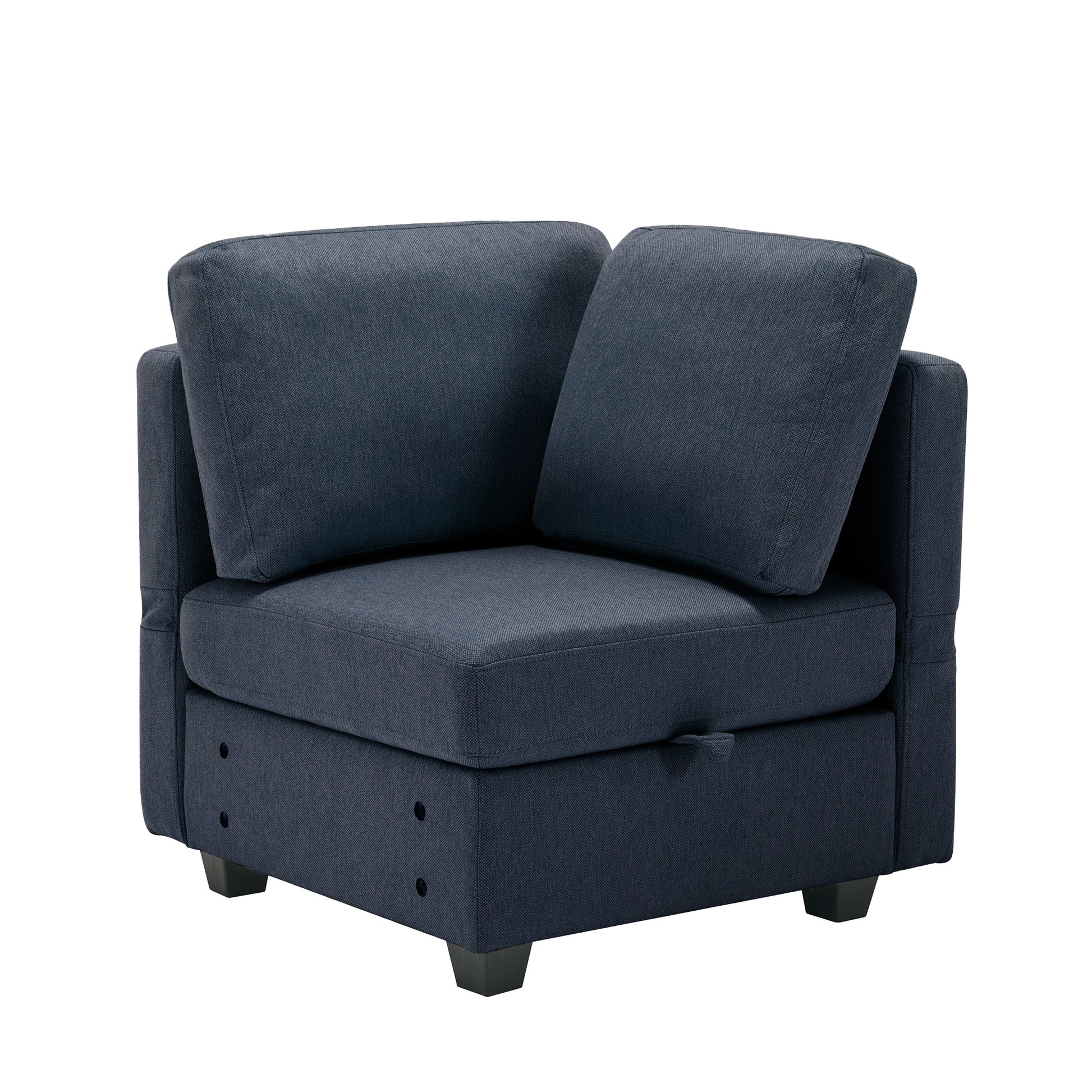 Adjustable Arms And Backs Sectional Sofa, Modern Sectional Couch U Shaped Sofa Couch With Storage Ottoman, Sofa With Convertible Chaise Blue Blue Polyester 4 Seat