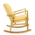 Elegant Solid Wood Rocking Chair With Yellow Linen Cushion Yellow Fabric