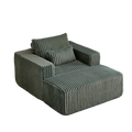 62.5 Inch Corduroy Sponge Sofa Lounge Chair With Removable Footrest,No Assembly Required,Fluffy Modern Sleeper Chair For Indoor Living Room Bedroom Army Green Foam Corduroy 1 Seat