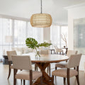 Rattan Farmhouse Chandelier Light Brown Rattan Metal