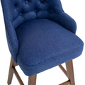 Coolmore Bar Stools Set Of 2 Counter Height Chairs With Footrest For Kitchen, Dining Room And 360 Degree Solid Wood Legs Swivel Bar Stools Set Of 2 Navy Linen Navy Foam Linen