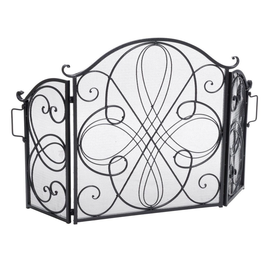 Kingsport Fireplace Screen Black Silver Iron