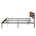 Queen Size Bed Frame With Wood Headboard, Metal Frame With Strong Slats, Noise Free,No Box Spring Needed Brown Queen Brown Metal & Wood