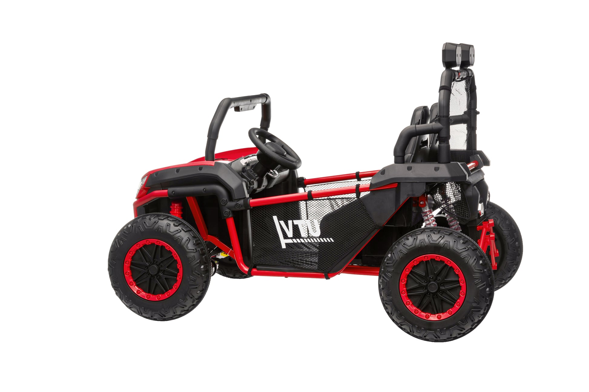 24 Volt Ride On Toys With Remote, Metal Frame Electric Powered Off Road Utv With 2 Xl Seater, 4X200W 5Mph Max, 4Wd 2Wd Switchable, 3 Speeds, Bluetooth, Storage,Red Red Abs