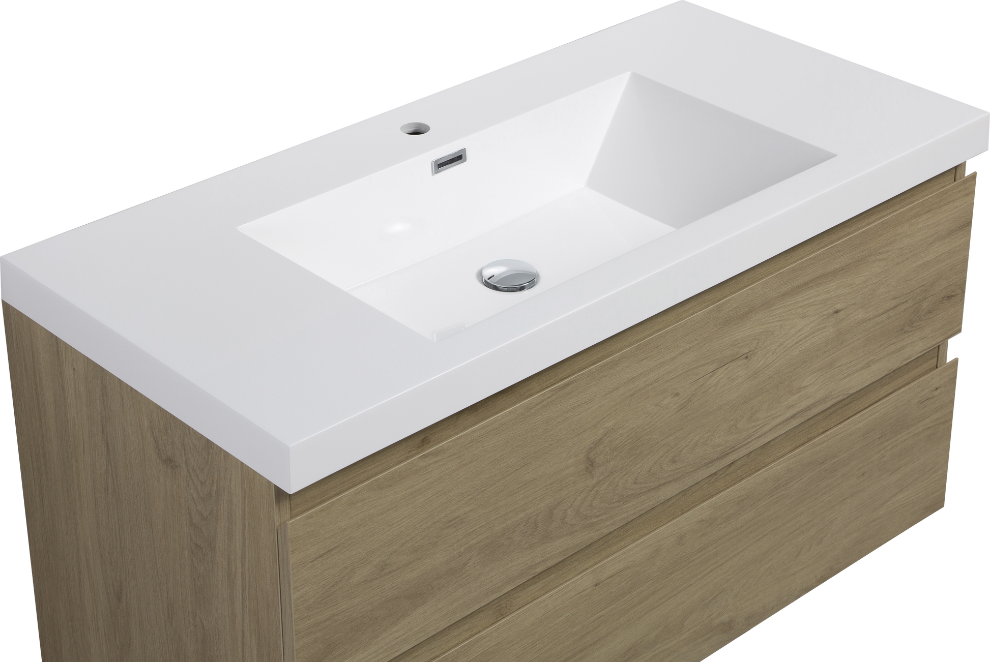 42" Floating Bathroom Vanity With Sink, Modern Wall Mounted Bathroom Storage Vanity Cabinet With Resin Top Basin And Soft Close Drawers, Natural Oak 24V11 42No White Oak Wood