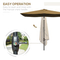 Outsunny 6.5' X 10' Rectangular Market Umbrella, Patio Outdoor Table Umbrella With Crank And Push Button Tilt, Coffee Coffee Steel