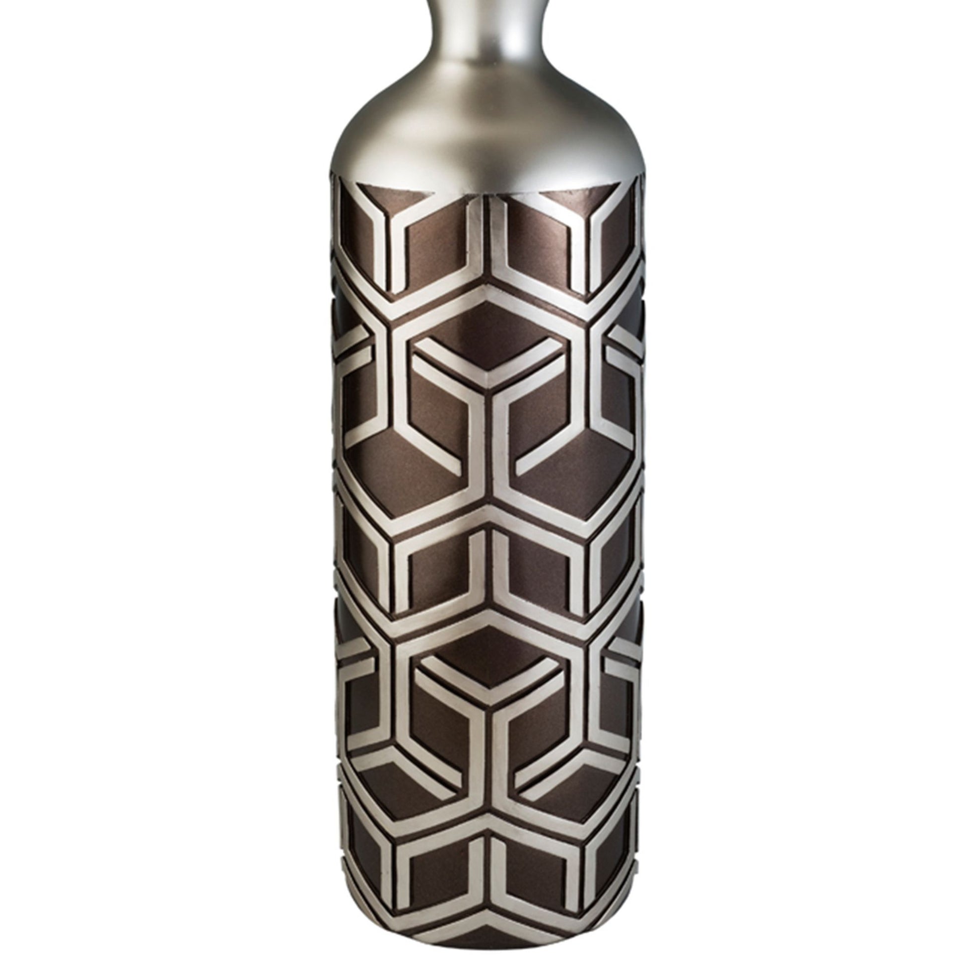 22" Tall Polyresin Decorative Vase, Weave Chestnut Silver Design Multicolor Polyresin