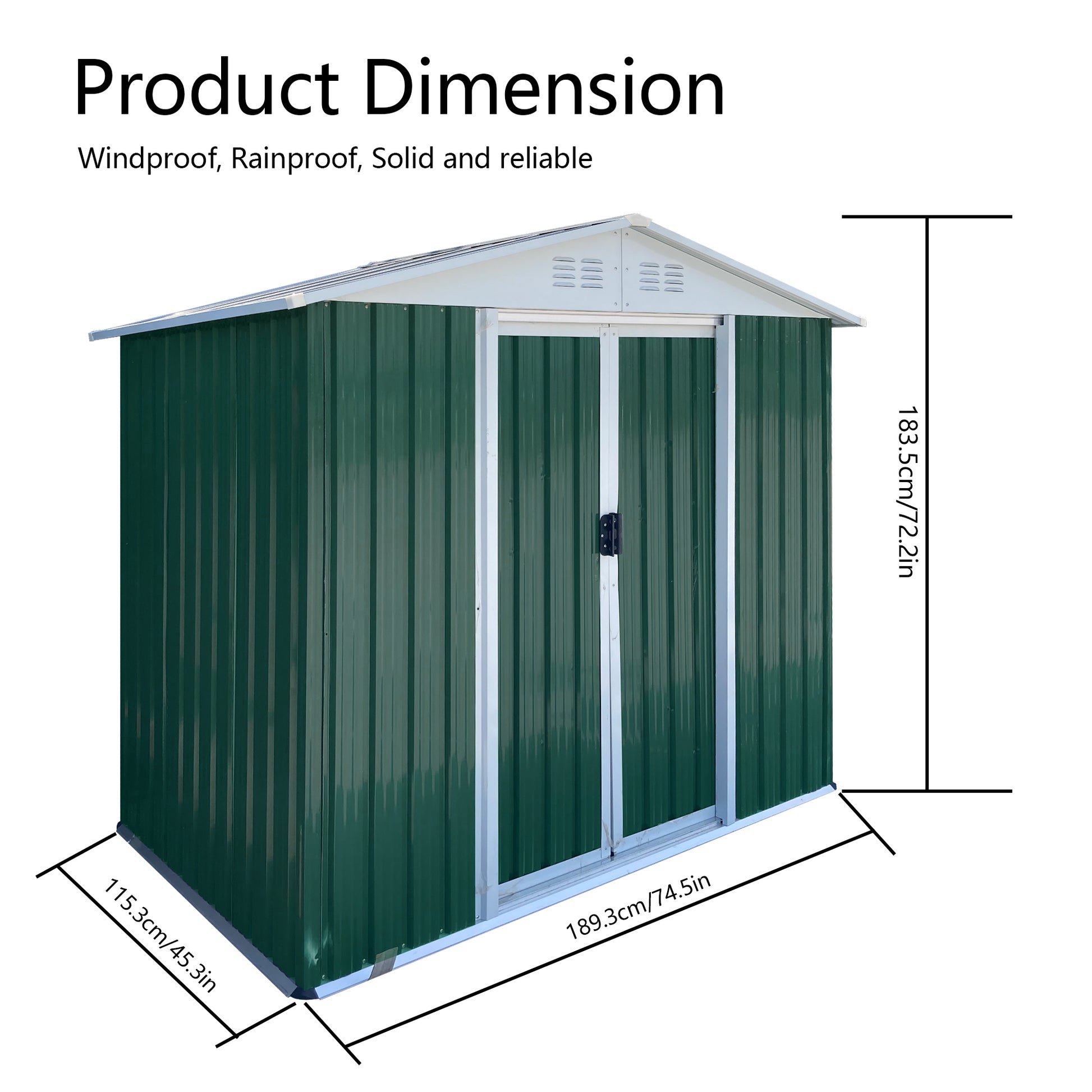 6Ftx4Ft Apex Roof Green Outdoor Tool Storage House Garden Shed With Aluminum Alloy Frame And Sliding Door Green Garden & Outdoor Metal