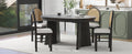 5 Piece Retro Functional Dining Set With 1 Extendable Dining Table And 4 Upholstered Chairs With Rattan Backrests For Dining Room And Kitchen Espresso Espresso Solid Wood Mdf