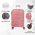 Hard Shell Luggage, 3 Piece Set, With Tsa Lock, 20 Inches 24 Inches 28 Inches Rose Gold Polypropylene