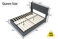 Queen Size Bed Frame With Storage Lift Up Storage Bed With Modern Wingback Headboard, Usb Ports Box Spring Not Required Queen Dark Gray Metal Bedroom Contemporary Bed Frame Foam Linen Upholstered