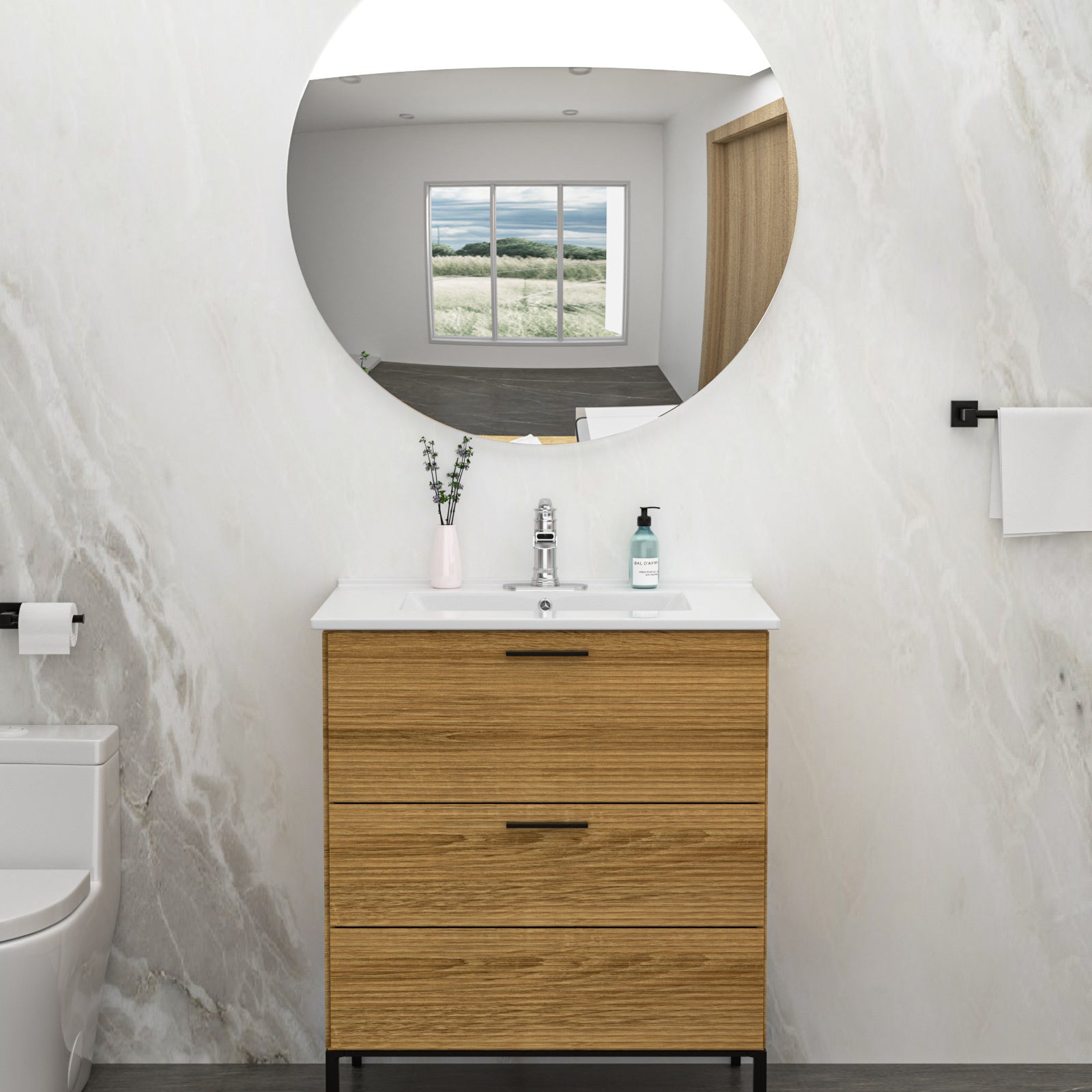 31"X22" White Rectangular Single Vanity Top With 1 Faucet Hole And Overflow Sink Only White Ceramic