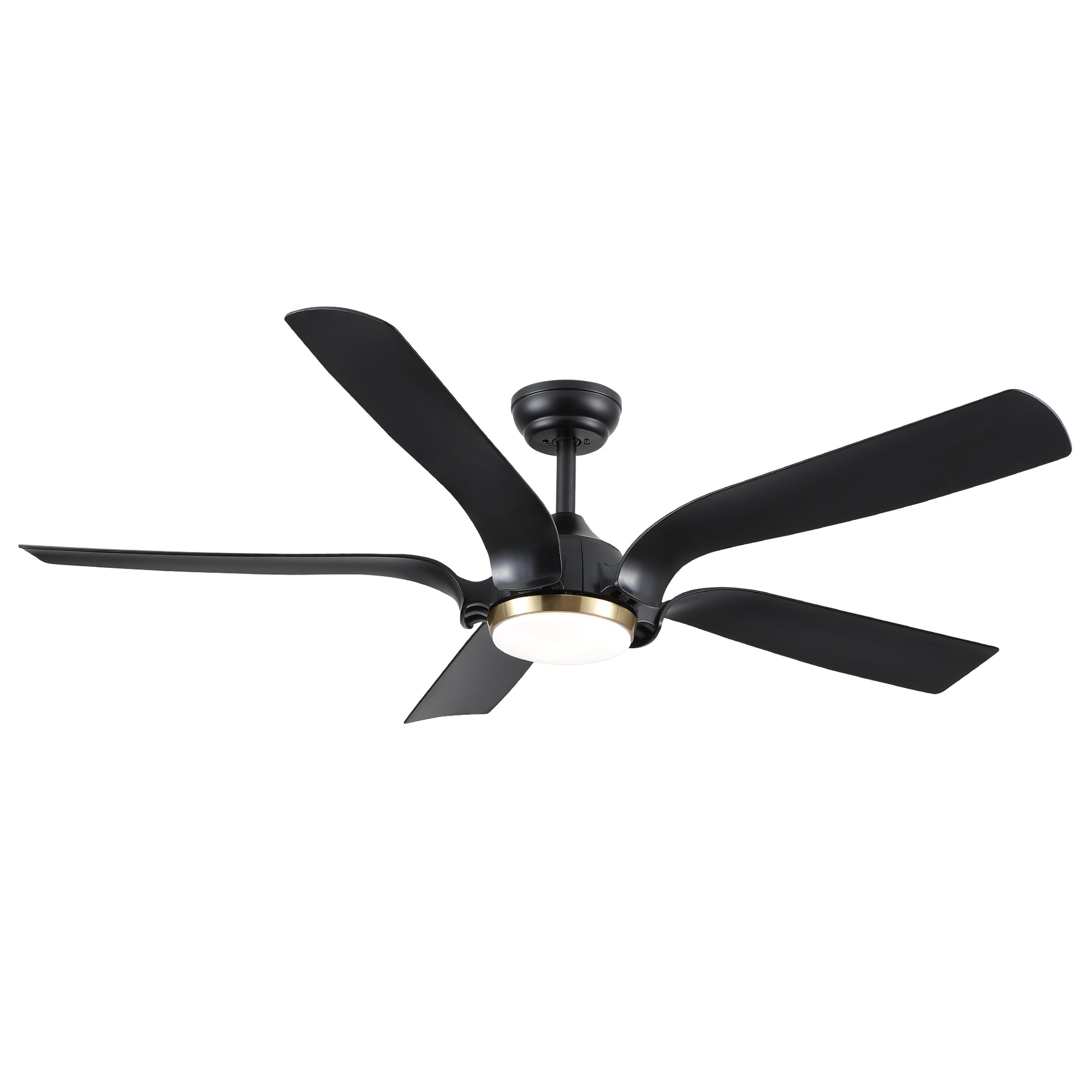 Smart 56" Integrated Led Ceiling Fan With Antique Brown Blades In Matte Black Fan Body Finish Black Abs