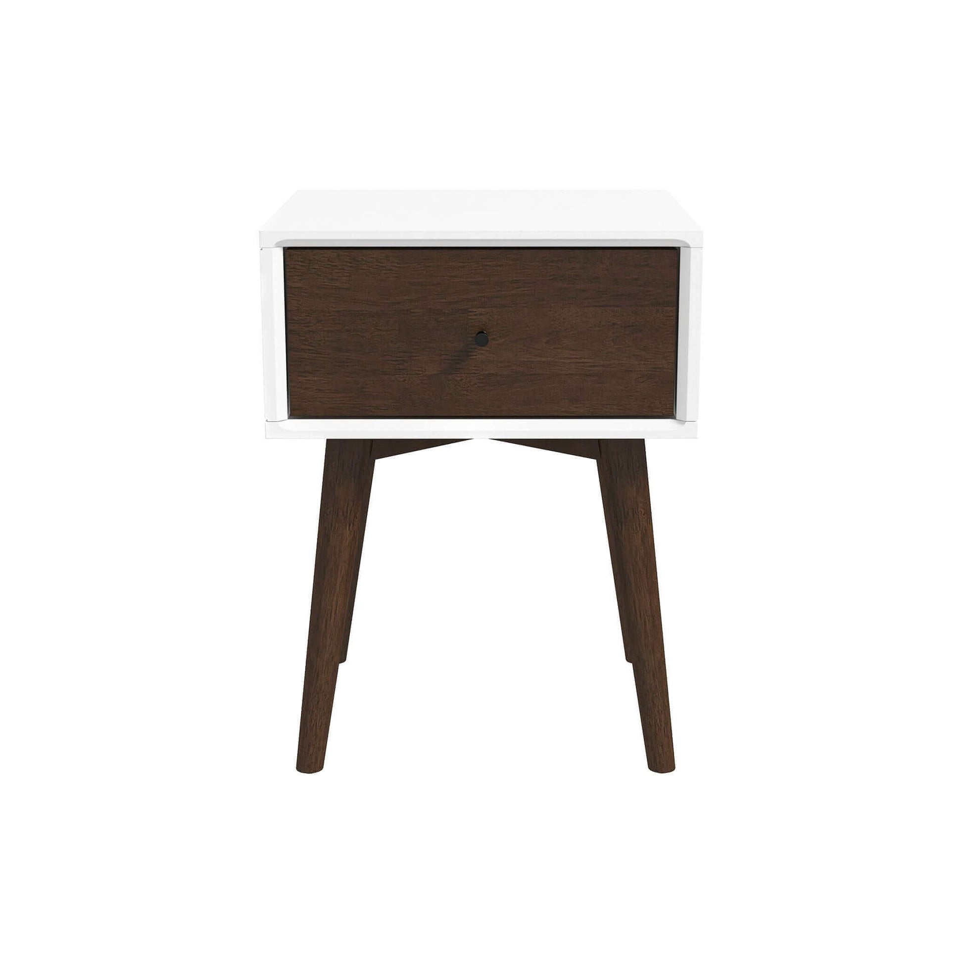 Avery Solid Wood Night Stand 1 Drawer Dark Brown,White Brown 1 Drawer Bedroom Walnut Solid Wood White Solid Wood