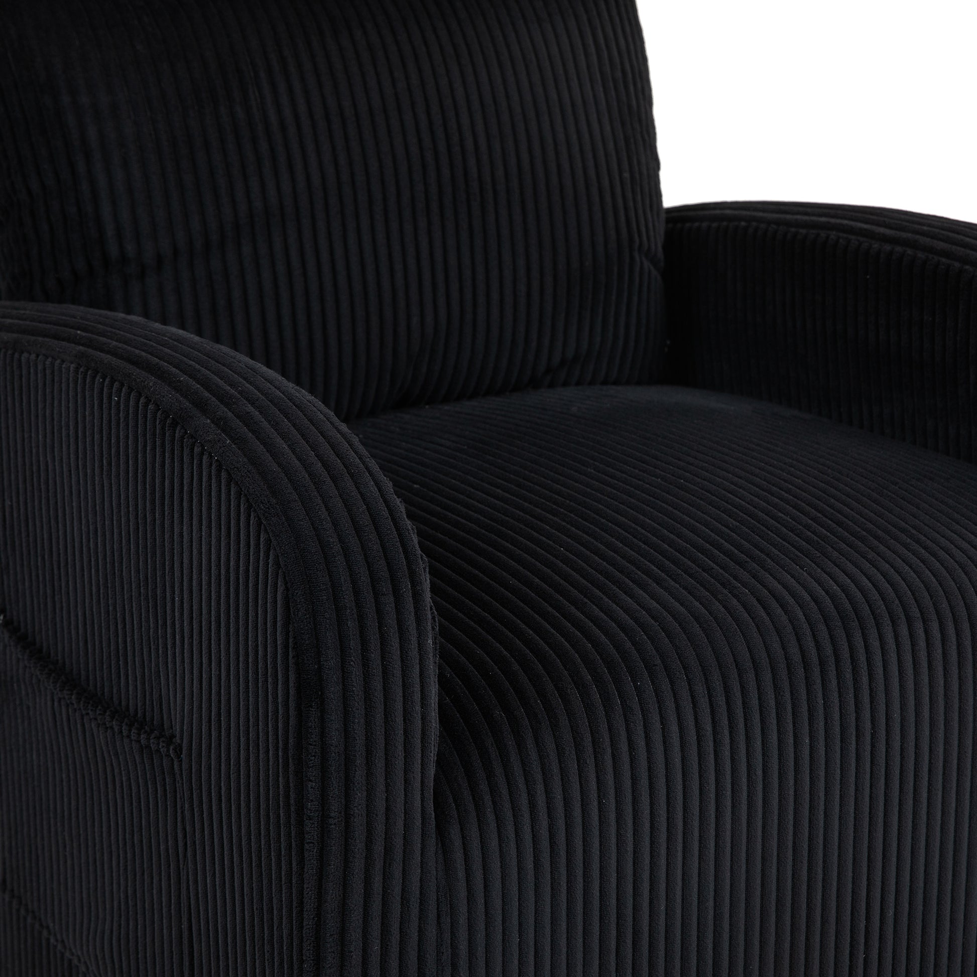 Jiada Upholstered Swivel Glider.Flannel Fabric.Rocking Chair For Nursery In Black.Modern Style One Left Bag Black Foam Corduroy
