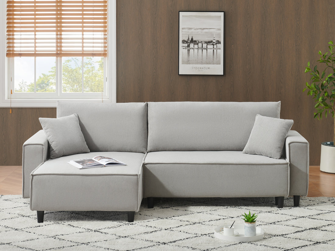 The 93 Inch Grey Corduroy Sofa Bed Comes With Two Pillows To Fit In The Living Room And The Apartment Is Not Overcrowded Gray Corduroy 3 Seat