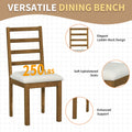 Farmhouse 6 Piece 60Inch Extendable Pedestal Dining Table Set With 18Inch Removable Leaf, 44Inch Bench And 4 Ladder Back Dining Chairs, Dark Brown Wood Dining Room Solid Wood Rubberwood Oval Dining Table With Bench Wood Wood Dark Brown Ladder Back Seats