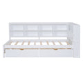 Wooden Twin Size Daybed With 2 Drawers, Daybed With Storage Shelf And Usb Charging Ports,White Twin White Wood