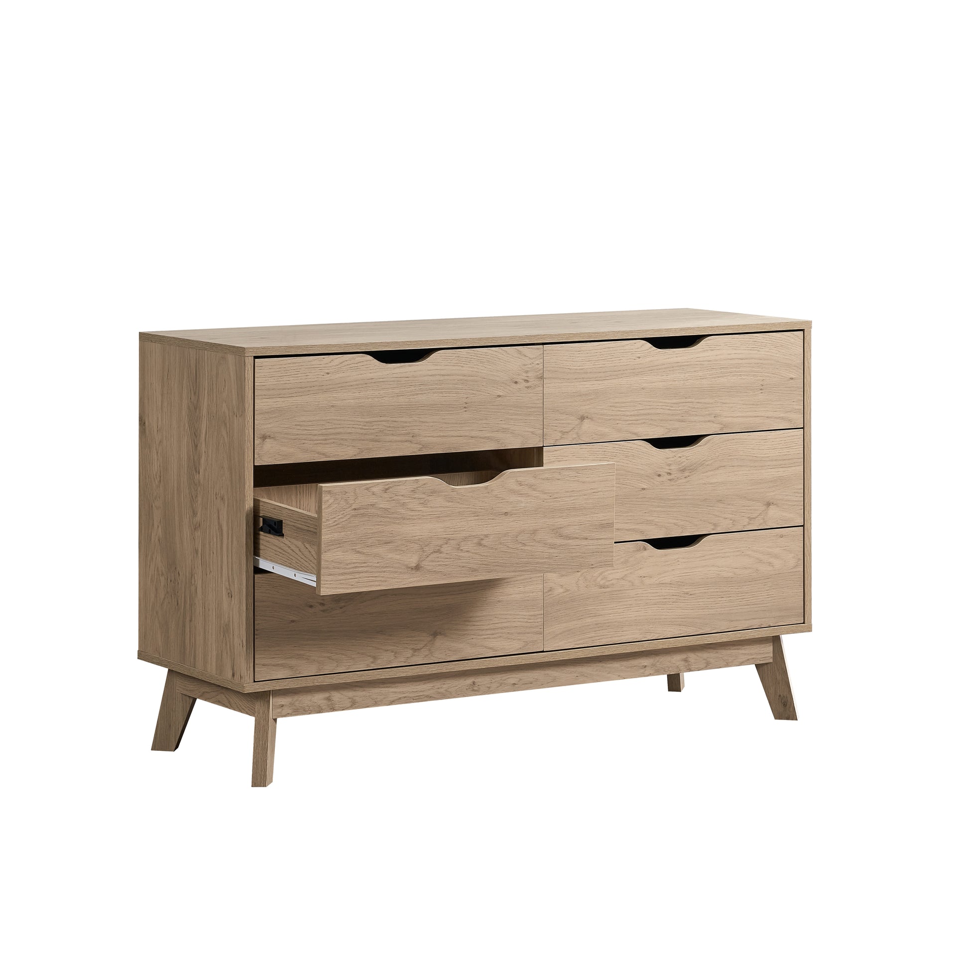 Nordica 6 Drawer Master Dresser With Interlock Drawer Feature Drawer Slide And Interlock Pre Assembly, Wide Dressers For Bedroom 6 Deep Drawers For Closet Organizer Easy Assembly, Natural Oak Oak Bedroom American