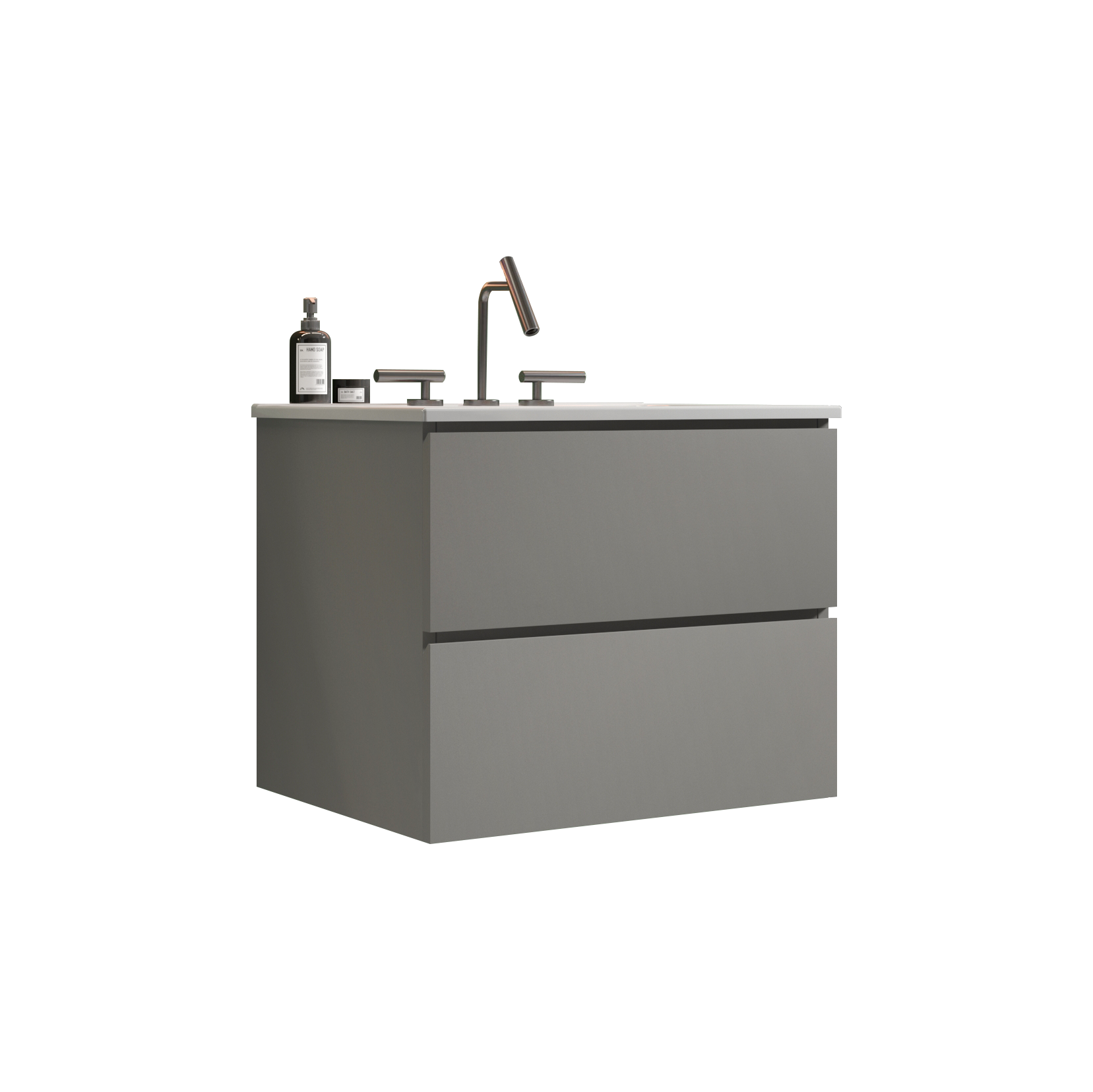 Tia 24" Wall Mount Space Grey Bathroom Vanity With Ceramic Sink With Three Faucet Holes, Large Storage Floating Bathroom Vanity For Modern Bathroom, One Piece Sink Basin Without Drain, Pre Assembled