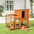 Detachable Rabbit Hutch With Removable Tray And Rolling Casters, Orange Orange Pine