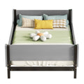 Twin Bed With Headboard, Footboard, Safeguards, Built In Bed End Book Storage Rack ,Grey Twin Grey American Design Pine