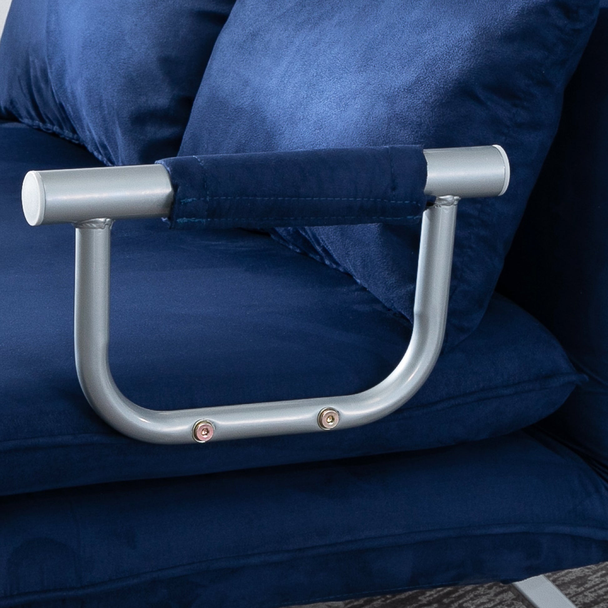 Homcom Convertible Sofa Bed Sleeper Chair, 5 Position Adjustable Backrest, Armchair Sleeper With Pillows, Leisure Chaise Lounge Couch, Blue Blue Steel 2 Seat