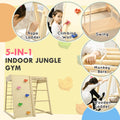 Qaba Indoor Jungle Gym,5 In 1 Toddler Climbing Toys With Monkey Bars, Wooden Climbing Wall, Rope, For 3 Years Old Wood Wood