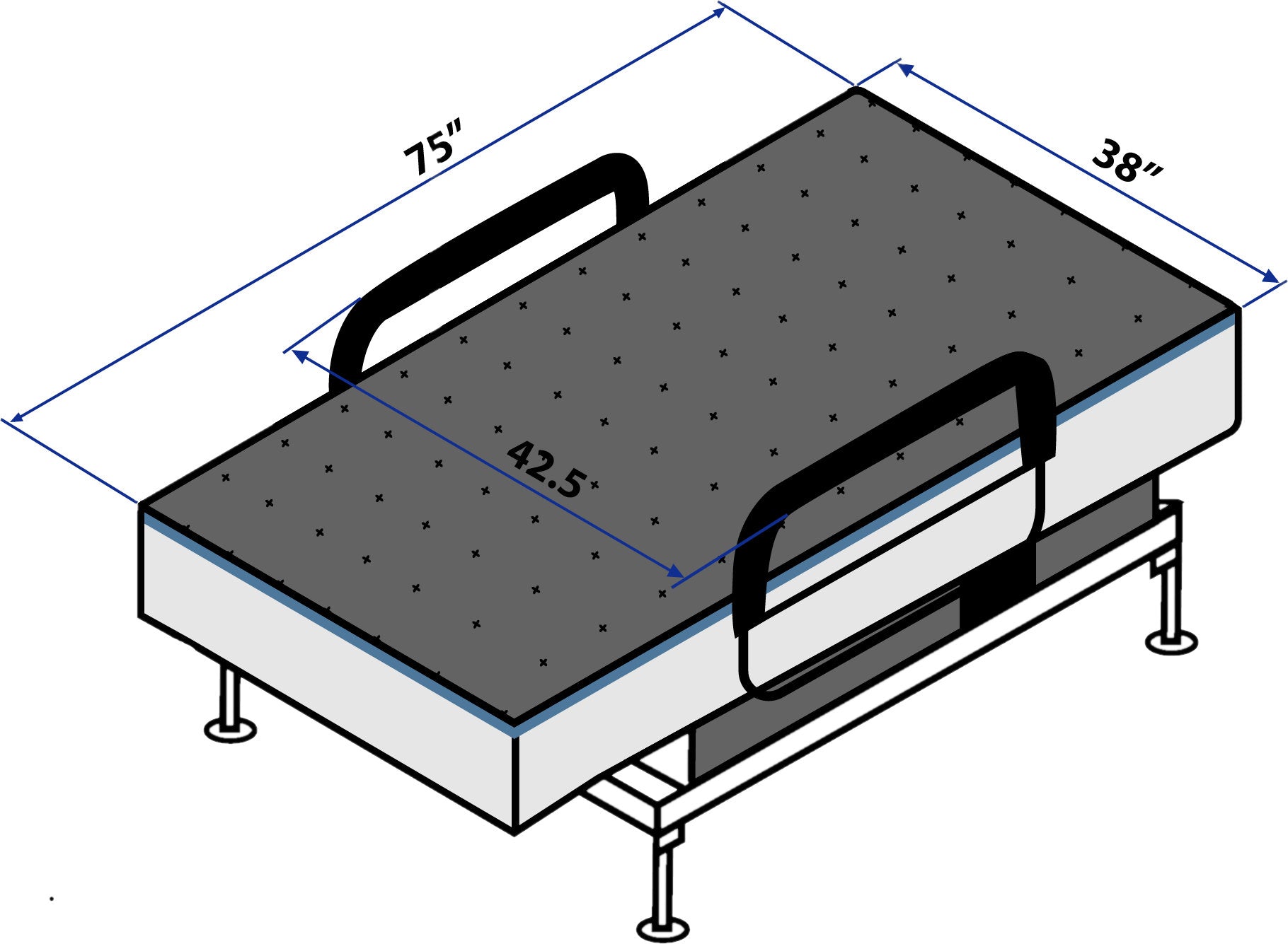 Adjustable Bed With Convenient Lift Assit Blue Metal