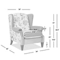 Anya Boho Chic Wingback Accent Arm Chair, Floral & Leopard, Blue Teal & Yellow Gold Velvet Teal Multi Foam Fabric