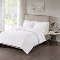 3 Piece Reversible Quilt Set White Full Queen White Polyester
