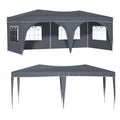 10'X20' Pop Up Canopy Tent With 6 Sidewalls, Ez Pop Up Outdoor Canopy For Parties, Waterproof Commercial Tent With 3 Adjustable Heights, Carry Bag, 6 Sand Bags, 6 Ropes And 12 Stakes, Gray Gray