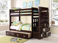 Allentown Espresso Finish Twin Twin Bunk Bed W Trundle & Storage Espresso Wood Synthetic Wood