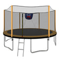 14Ft Powder Coated Advanced Trampoline With Basketball Hoop Inflator And Ladder Outer Safety Enclosure Orange Orange Steel