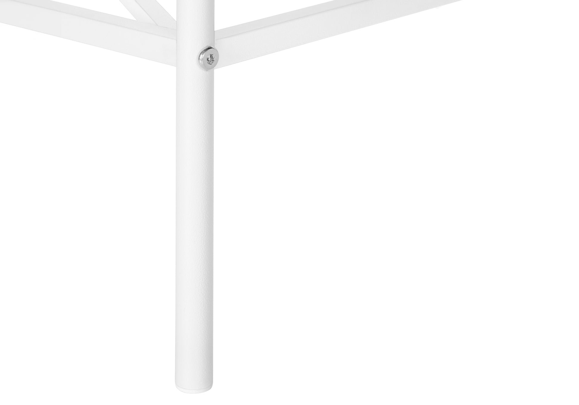 Accent Table, Side, End, Narrow, Small, 2 Tier, Living Room, Bedroom, White Laminate, White Metal, Contemporary, Modern White Particle Board