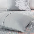 6 Piece Printed Cotton Quilt Set With Throw Pillows Grey Peach Full Queen Full Grey Peach Polyester