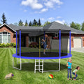 14Ft Trampoline Set With Swing,Sports Fitness Trampolines With Enclosure Net, Recreational Trampolines For Outdoor Indoor Blue Metal