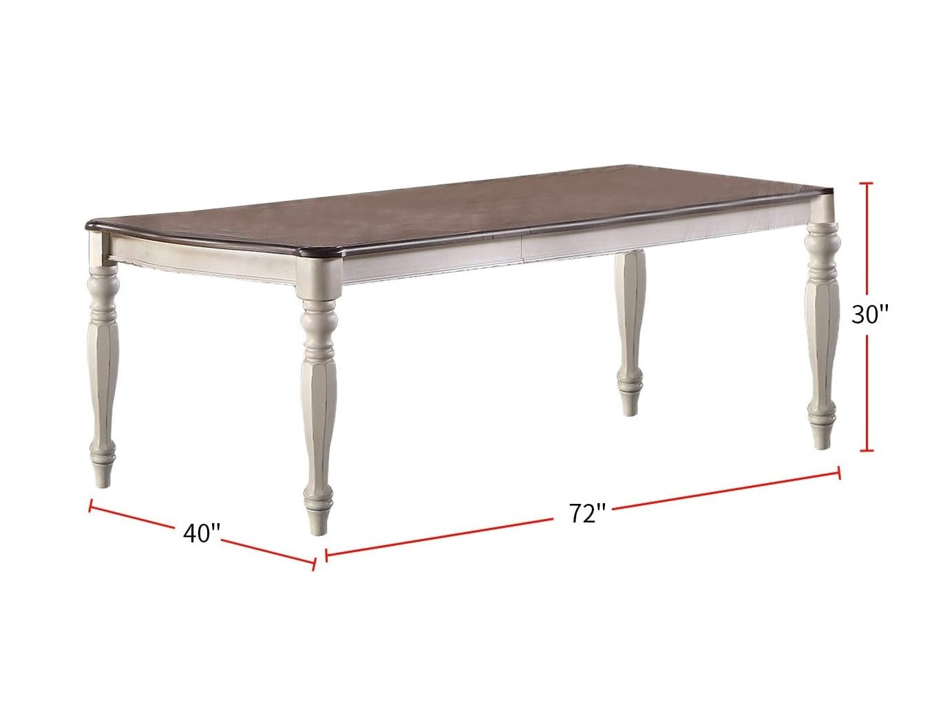 Transitional Style 1Pc Dining Table W 2X Leaves Antique White Finish Oak Top Rectangle Table Kitchen Dining Room Antique White,Oak Seats 8 Dining Room Contemporary,Modern,Transitional Rubberwood Kitchen & Dining Tables Rectangular Rubber Wood,Solid Wood