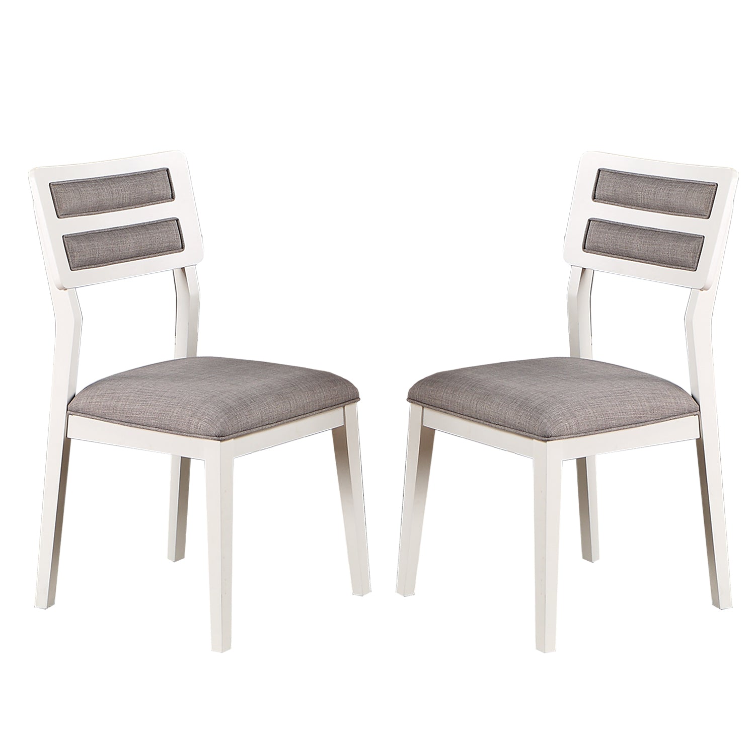 Set Of 2 Grey Fabric Upholstered Dining Chairs, White Solid Grey,White Dining Room Rectangular Dining Chairs Set Of 2 Fabric,Rubber Wood