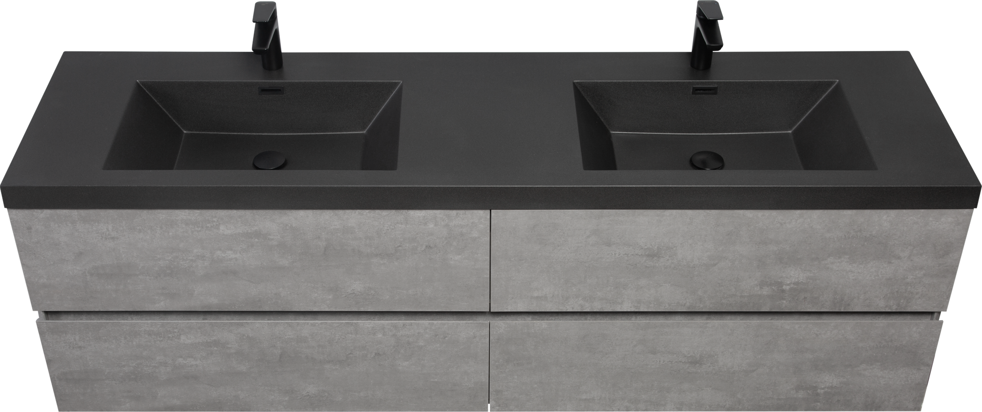 72" Floating Bathroom Vanity With Sink, Modern Wall Mounted Bathroom Storage Vanity Cabinet With Two Black Quartz Sand Top Basins And Four Soft Close Drawers, 24V12 72Gr Grey 4 Grey Wall Mounted Plywood