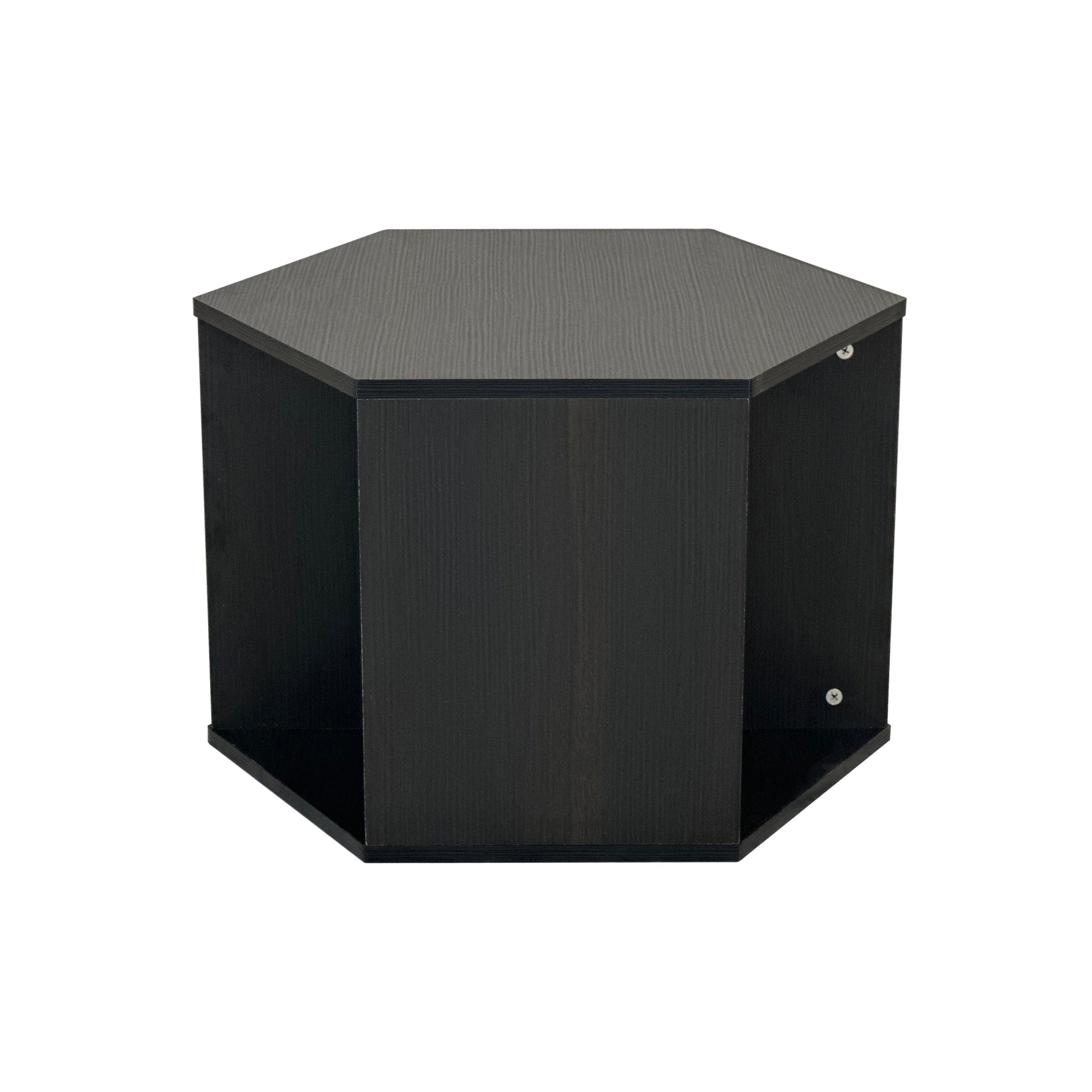 23.62'' Hexagonal Coffee Table Side Table Nightstand Burmese Sumac Black Brown Mdf