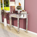 Mirrored Half Moon Console Table, Hd Glass Entryway Table With 1 Drawer, 39