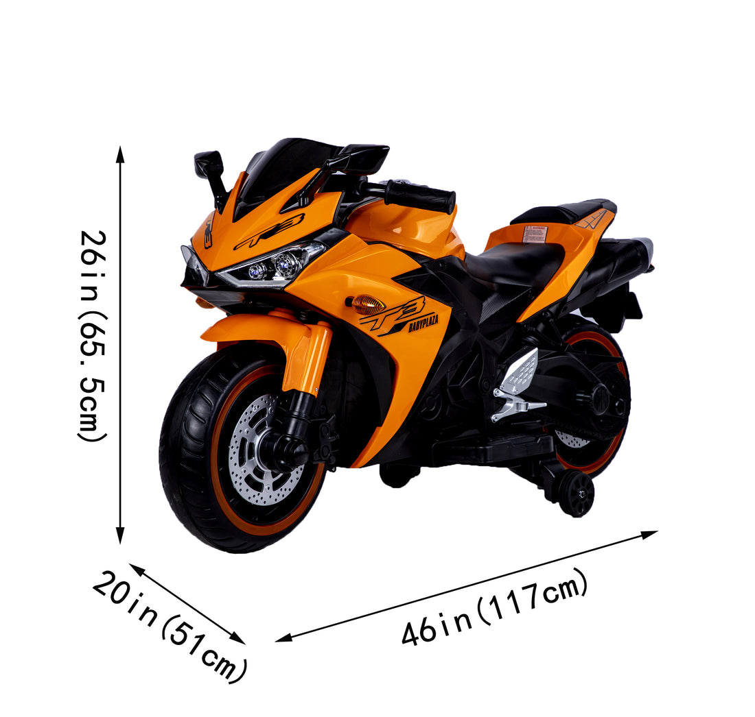 Tamco Electric Motorcycle 12V Kids Toys Motorcycle Kids Electric Car Electric Ride On Toys For 3 4 5 6 Years Boys Girls With Training Wheels Manual Throttle Drive By Hand Lightting Wheels Orange 50 99 Lbs Plastic Indoor & Outdoor Use