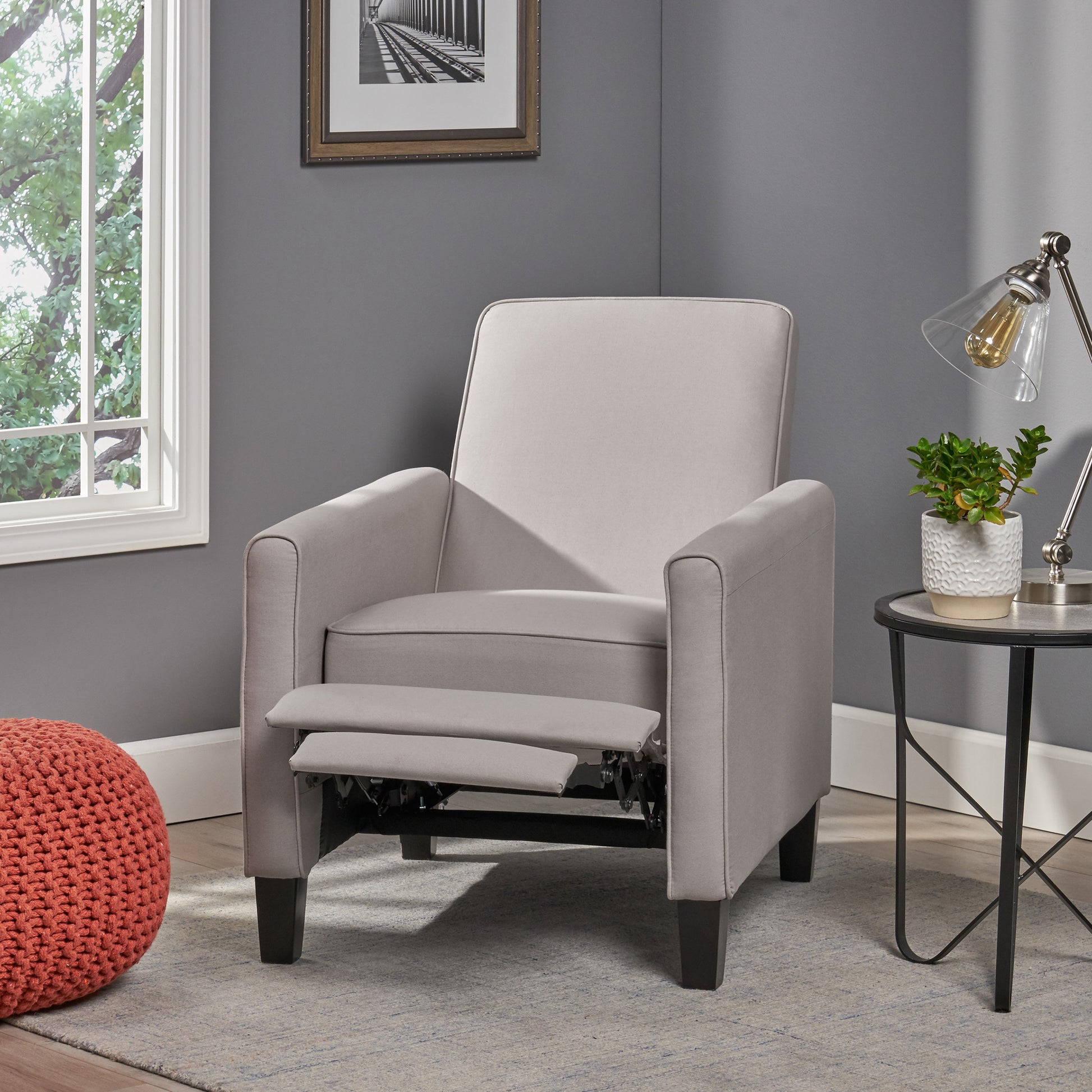 Grey Linen Push Back Chair For Elegant Home D Cor Grey Fabric