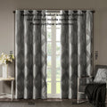 Ogee Knitted Jacquard Total Blackout Curtain Panel Only 1 Pc Panel Charcoal Polyester